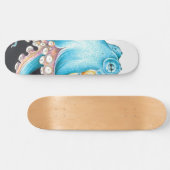 Blauwe octopus op witte inkt persoonlijk skateboard (Horizontaal)