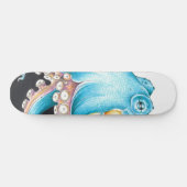Blauwe octopus op witte inkt persoonlijk skateboard (Horizontaal)