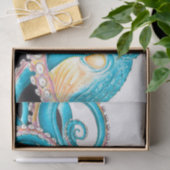 Blauwe octopus op witte inkt tissuepapier (Geschenk)