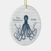  BLAUWE OCTOPUS-ORNATIE OVER WITTE HOUT KERAMISCH ORNAMENT (Rechts)