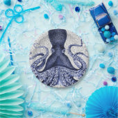Blauwe octopus papieren bordje (Feest)