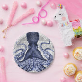 Blauwe octopus papieren bordje (Feest)