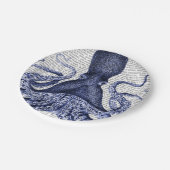 Blauwe octopus papieren bordje (Gekanteld)