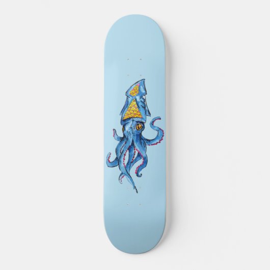 Blauwe octopus persoonlijk skateboard (Voorkant)