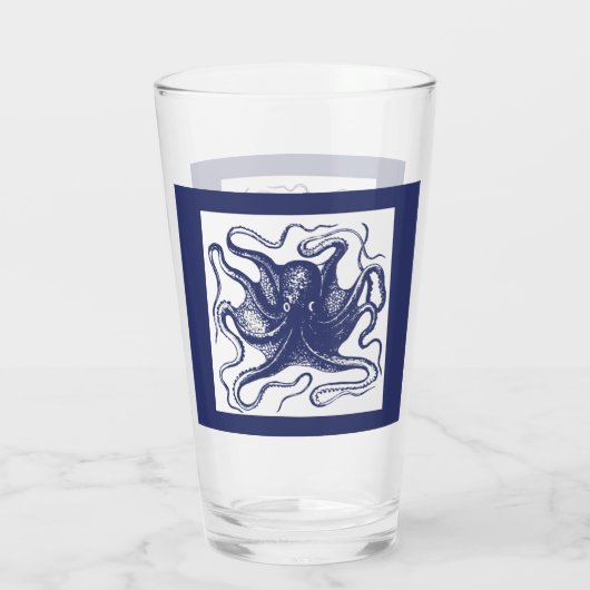 Blauwe Octopus Pint Glas (Achterkant)