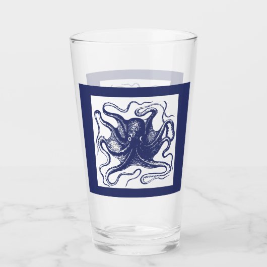 Blauwe Octopus Pint Glas (Voorkant)