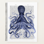 Blauwe octopus planner<br><div class="desc">Blue Octopus 3 van Fab Funky. Biedt een blauw-paarse octopus met een boekpagina voor een achtergrond.|190413D</div>