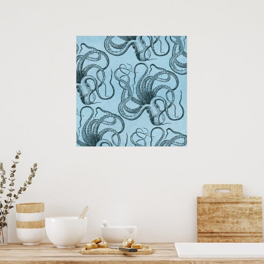 Blauwe octopus poster (Keuken)