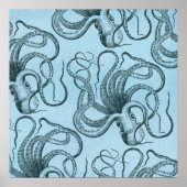 Blauwe octopus poster (Voorkant)