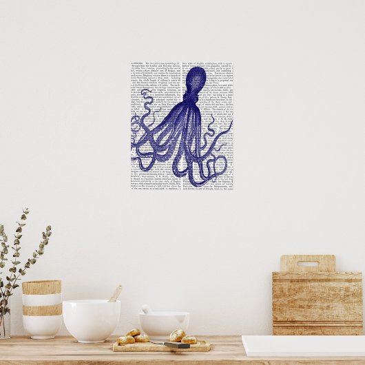 Blauwe octopus poster (Keuken)
