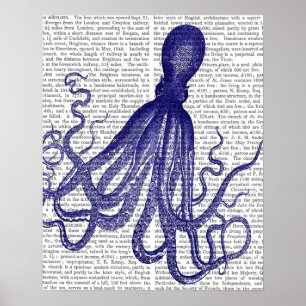 Blauwe octopus poster