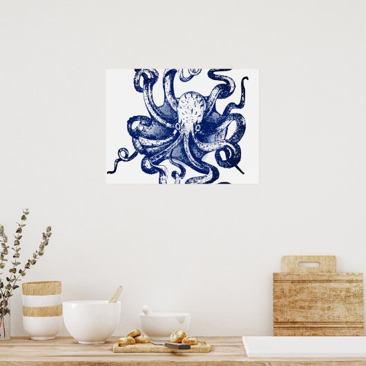 Blauwe octopus poster (Keuken)