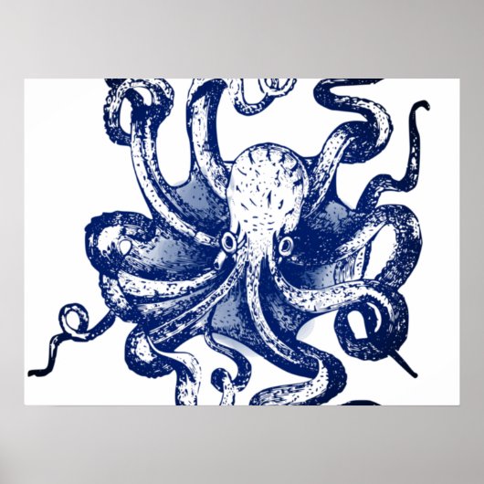 Blauwe octopus poster (Voorkant)