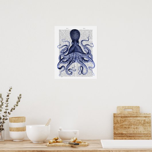 Blauwe octopus poster (Keuken)