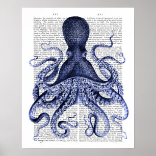 Blauwe octopus poster