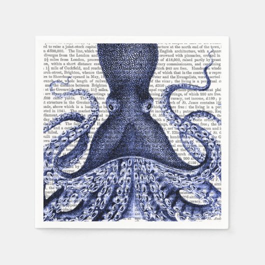 Blauwe octopus servet (Voorkant)