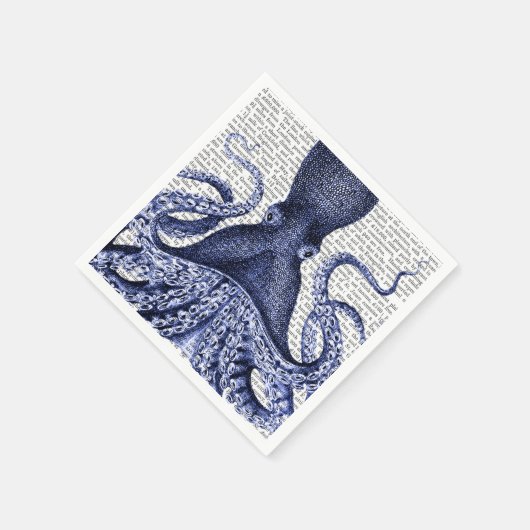 Blauwe octopus servet (Hoek)