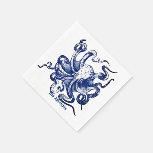 Blauwe octopus servet (Hoek)