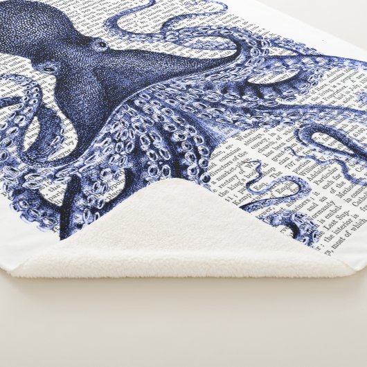 Blauwe octopus sherpa deken (3/4)