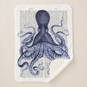 Blauwe octopus sherpa deken (Voorkant)