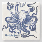 Blauwe octopus stenen onderzetter (Voorkant)