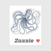 Blauwe octopus sticker (Vel)