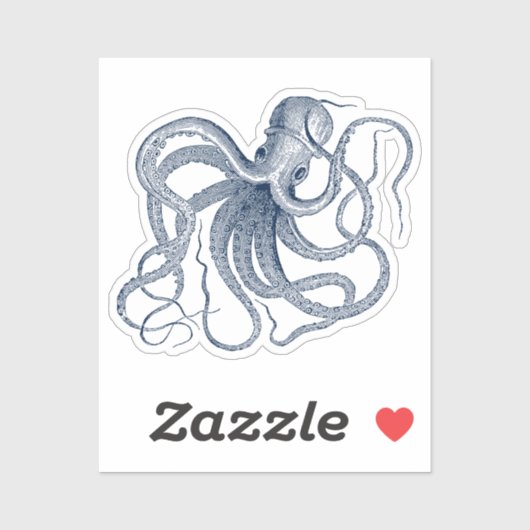 Blauwe octopus sticker (Vel)