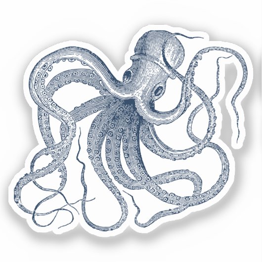Blauwe octopus sticker (Voorkant)