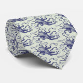 blauwe octopus stropdas (Opgerold)