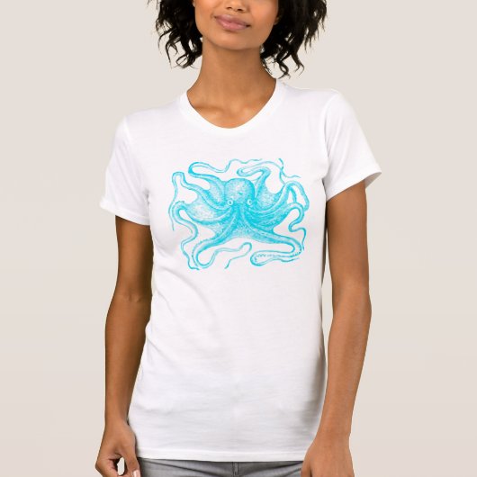 Blauwe octopus t-shirt (Voorkant)