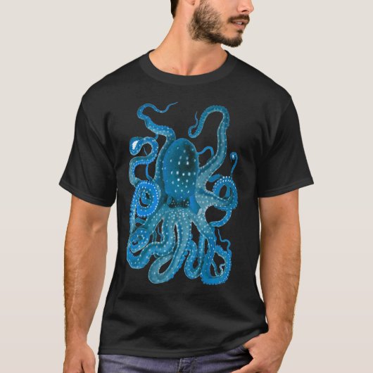 Blauwe Octopus T-shirt (Voorkant)