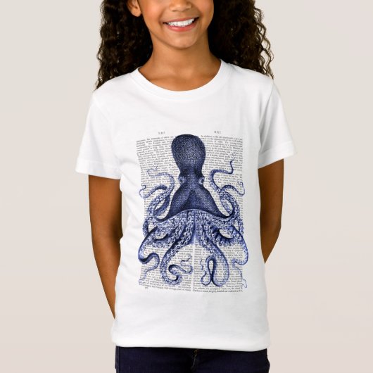 Blauwe octopus t-shirt (Voorkant)
