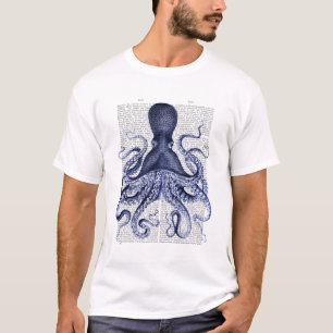 Blauwe octopus t-shirt