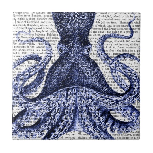 Blauwe octopus tegeltje (Voorkant)