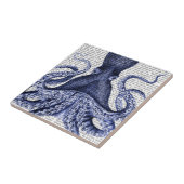 Blauwe octopus tegeltje (Zijkant)