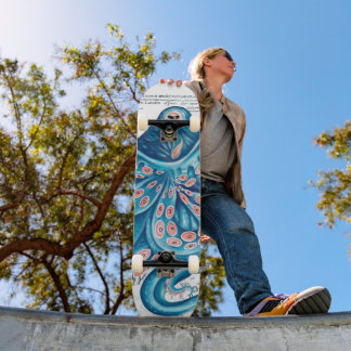 Blauwe octopus Tentacles kaart Nautical Art Persoonlijk Skateboard
