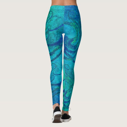 blauwe octopus tentacles op Aqua - Leggings (Achterkant)