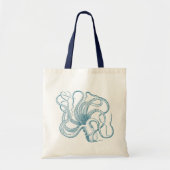 Blauwe octopus tote bag (Voorkant)