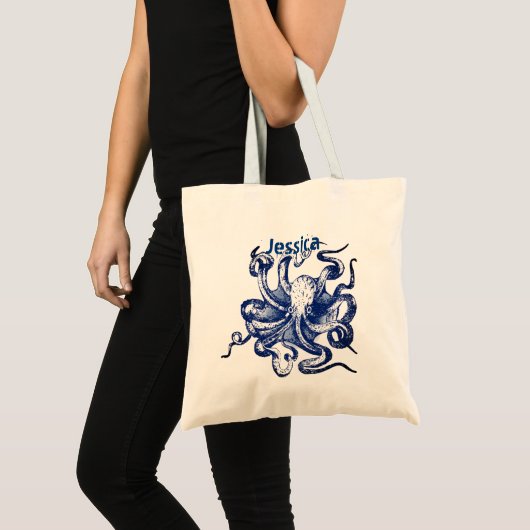 Blauwe octopus tote bag (Voorkant (product))