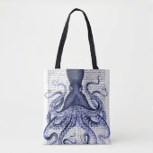 Blauwe octopus tote bag (Voorkant)