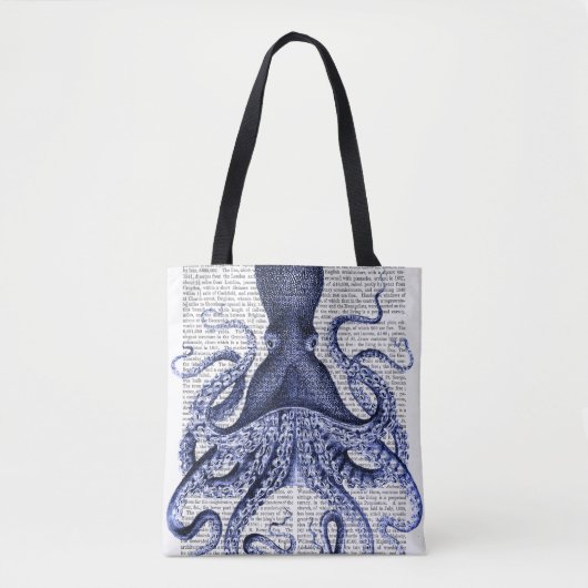 Blauwe octopus tote bag (Voorkant)