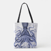 Blauwe octopus tote bag (Achterkant)
