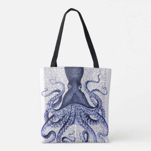 Blauwe octopus tote bag (Achterkant)