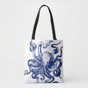 Blauwe octopus tote bag