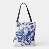 Blauwe octopus tote bag (Achterkant)