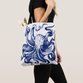 Blauwe octopus tote bag (Dichtbij)