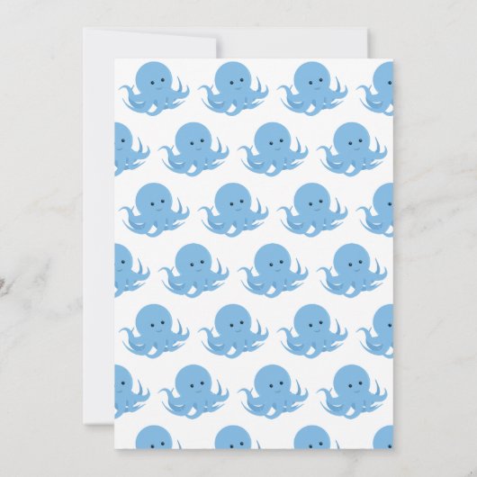 Blauwe octopus | Uitnodiging voor verjaardagsfeest (Achterkant)