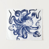 Blauwe octopus wandkleed (Voorkant (horizontaal))