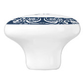 Blauwe octopus witte lijst keramische knop (Zijkant)