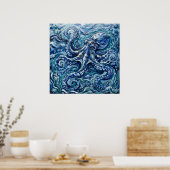 Blauwe Octopus Zeeleven Poster (Keuken)